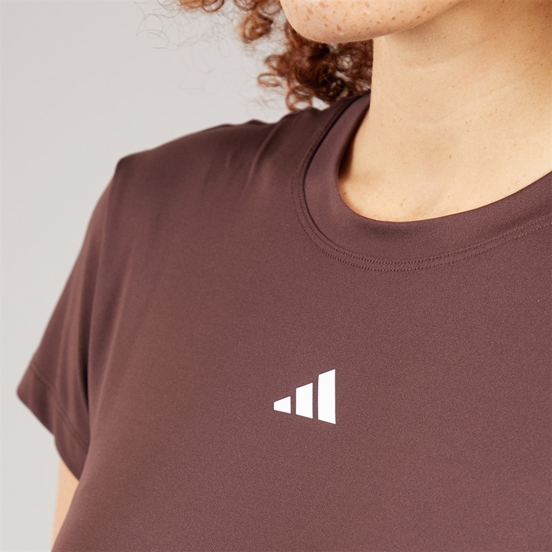 adidas Womens Hyperglam Training T-Shirt Shadow Brown/White