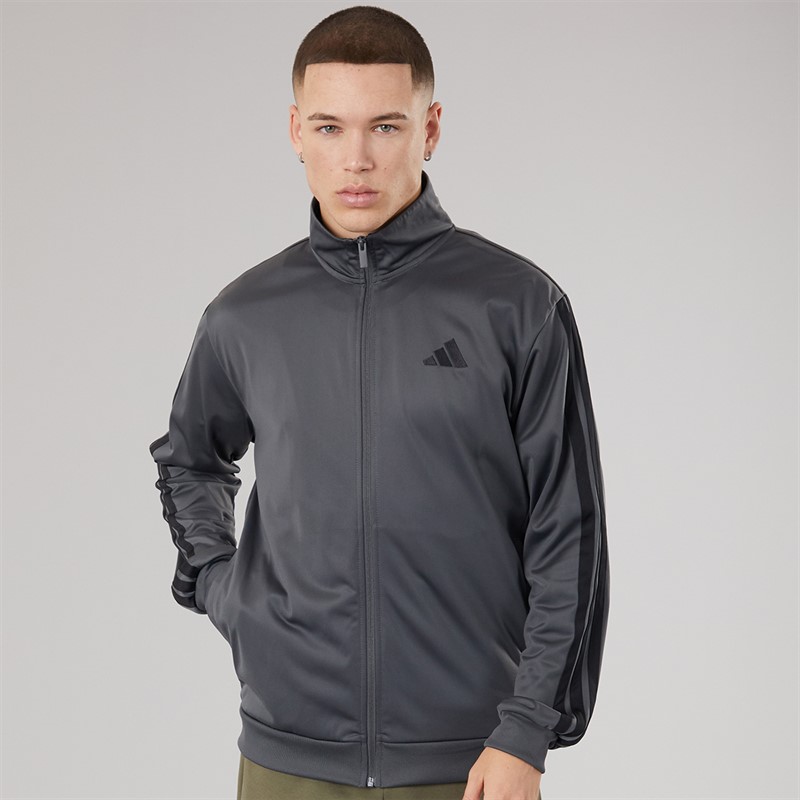 adidas Mens Dayready 3-Stripes Track Jacket Grey Six