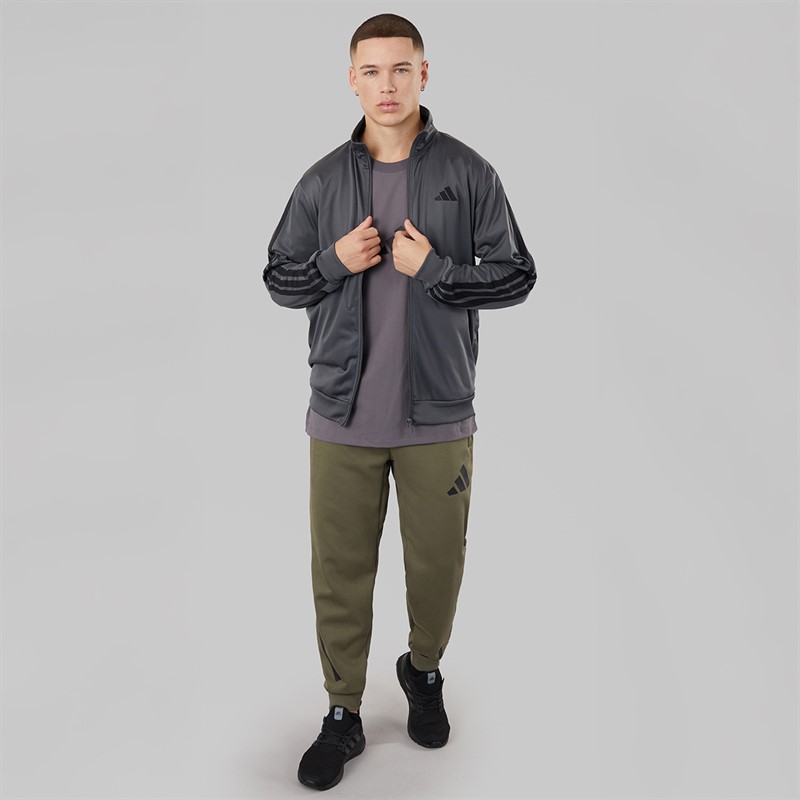 adidas Mens Dayready 3-Stripes Track Jacket Grey Six