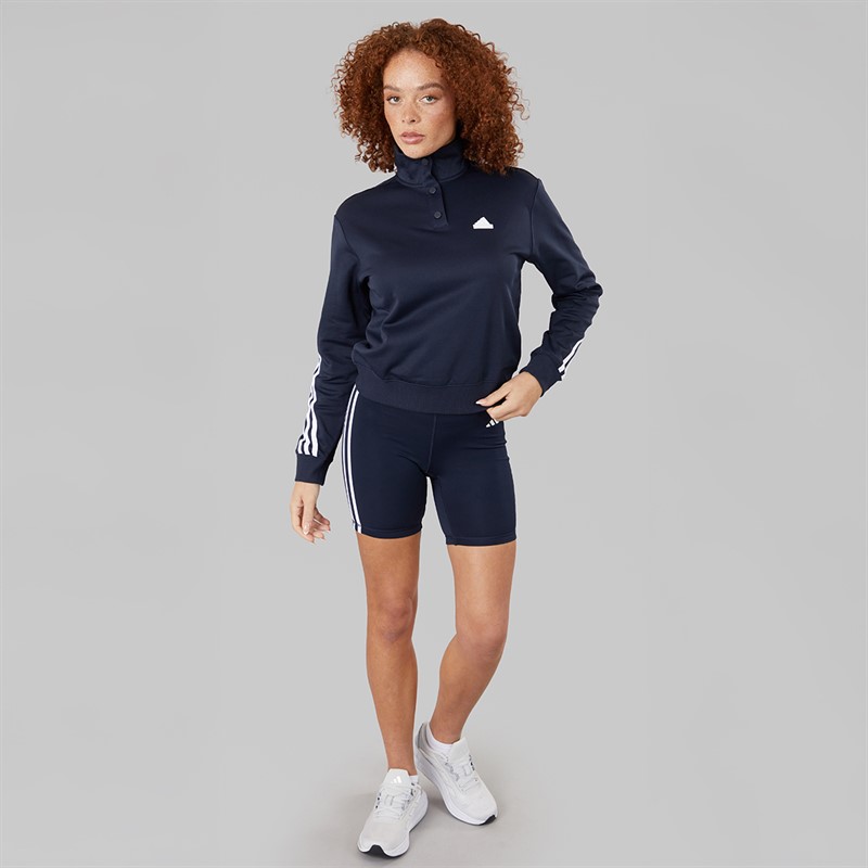 adidas Womens Iconic Wrapping 3-Stripes Snap Track Jacket Legend Ink/White