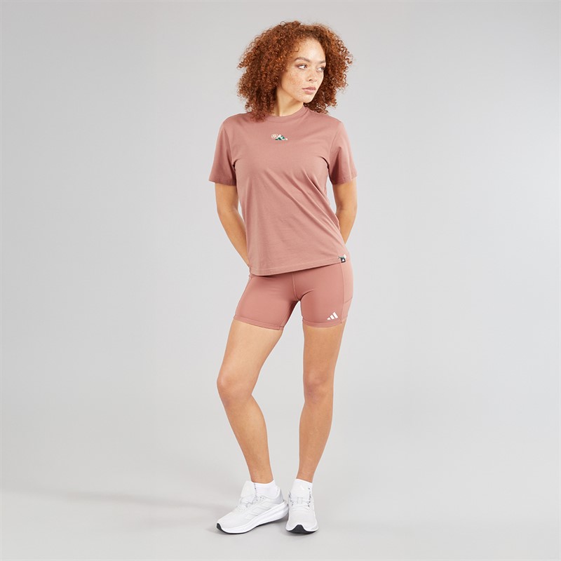 adidas Womens Lounge Mini Graphic T-Shirt Warm Clay