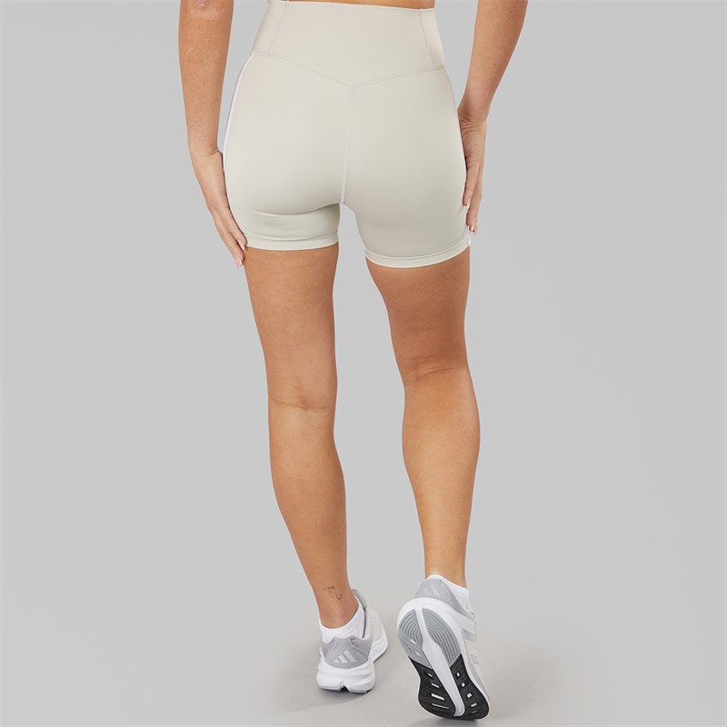 adidas Womens Optime Essesntial 3-Stripes Short Leggings Beige/White