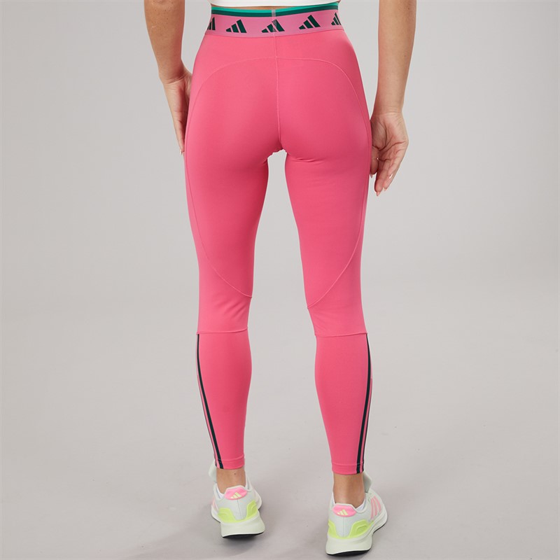 adidas Womens Hyperglam Full Length Colour Pop Leggings Pink Fusion/Collegiate Green/Semi Court Green