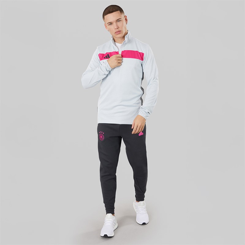 adidas Mens Tiro 25 Essentials 1/4 Zip Training Top Clear Grey/Real Magenta