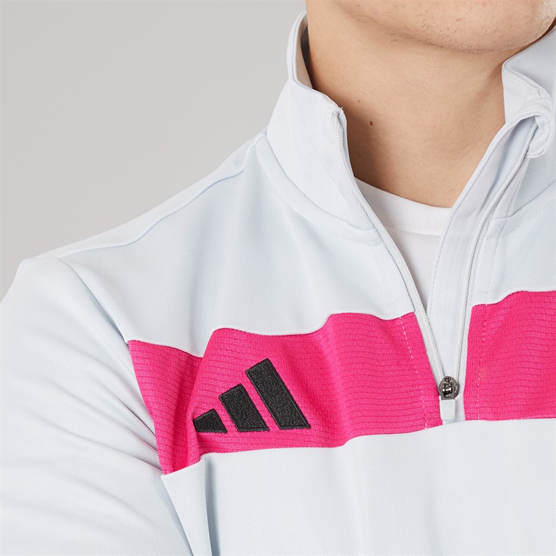 adidas Mens Tiro 25 Essentials 1/4 Zip Training Top Clear Grey/Real Magenta