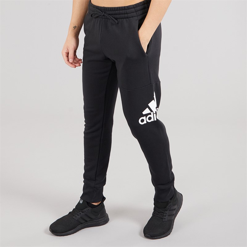 adidas Mens Essentials French Terry Tapered Cuff Logo Joggers Black