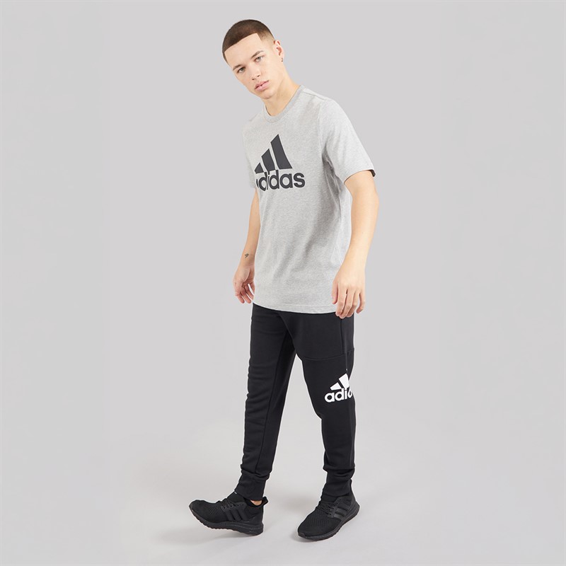 adidas Mens Essentials French Terry Tapered Cuff Logo Joggers Black