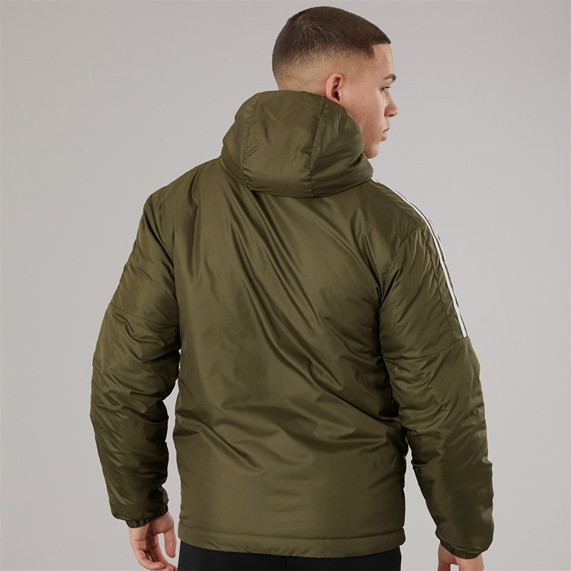 adidas Mens Essentials Insulated Hooded Jacket Olive Strata