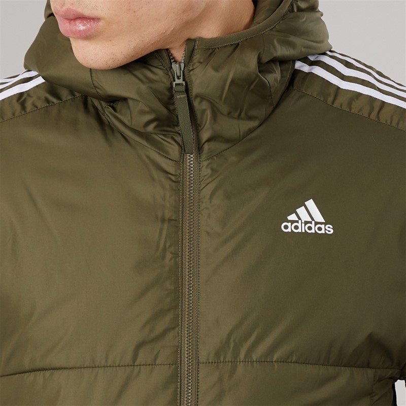 adidas Mens Essentials Insulated Hooded Jacket Olive Strata