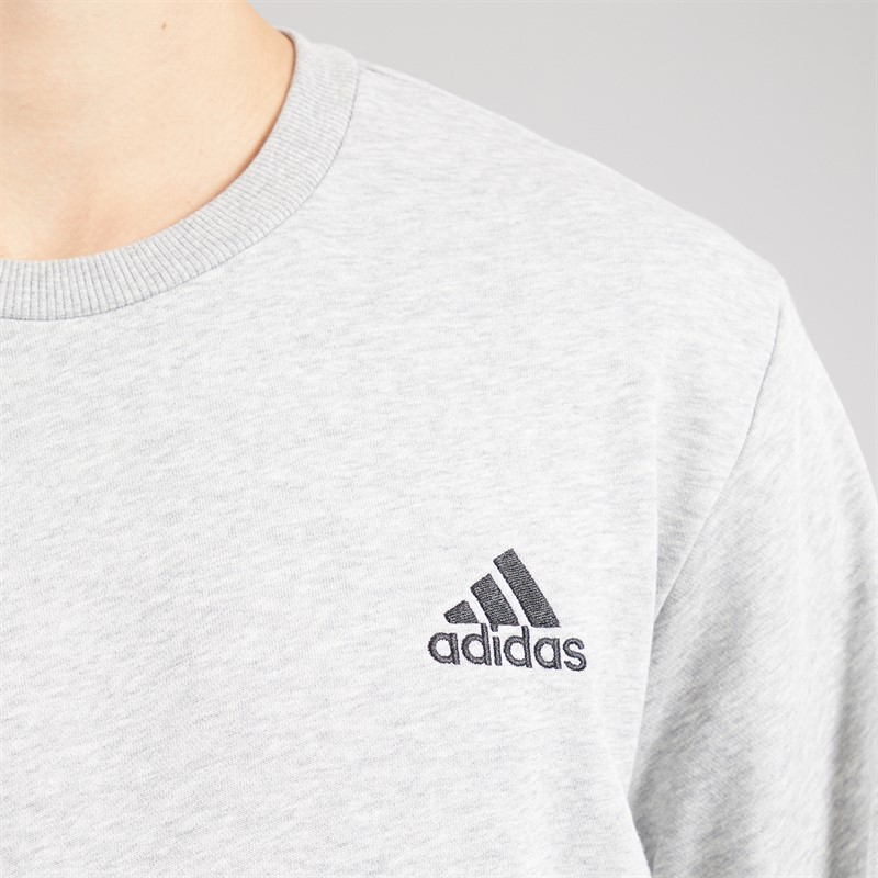 adidas Mens Essentials Small Logo Sweatshirt Medium Grey Heather/Black