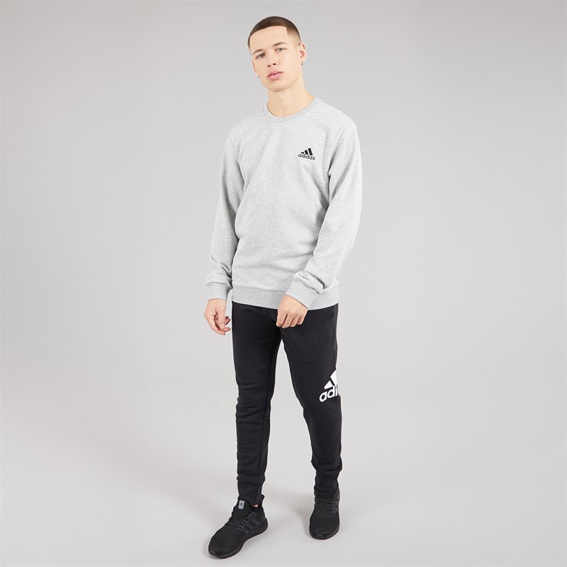 adidas Mens Essentials Small Logo Sweatshirt Medium Grey Heather/Black