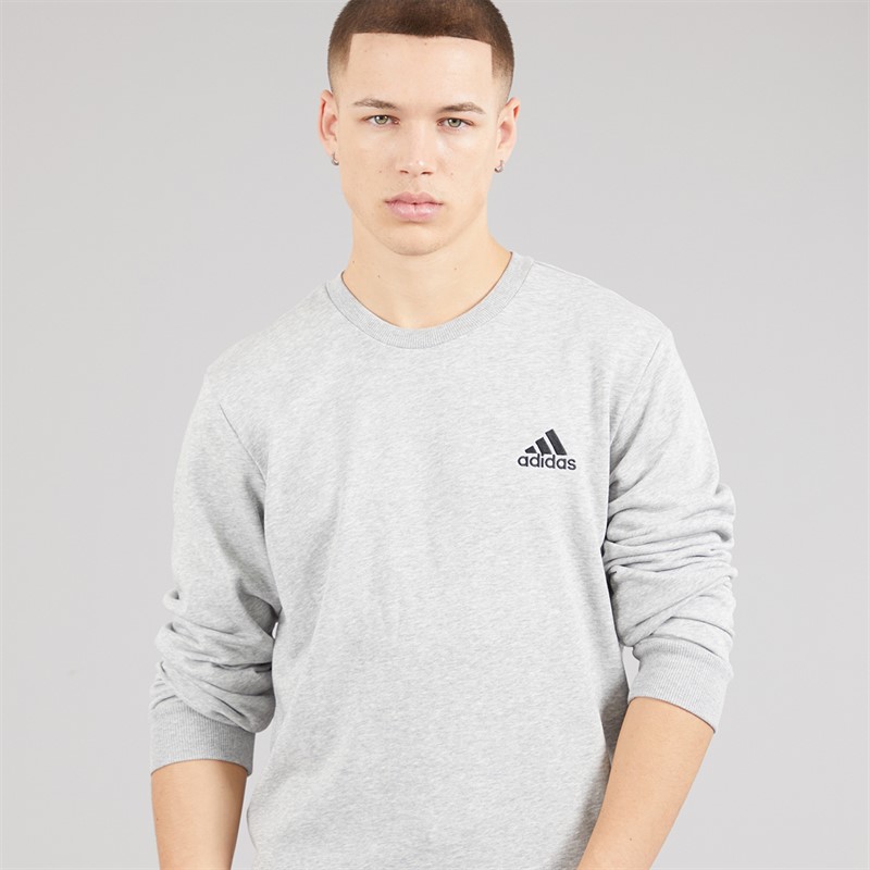 adidas Mens Essentials Small Logo Sweatshirt Medium Grey Heather/Black