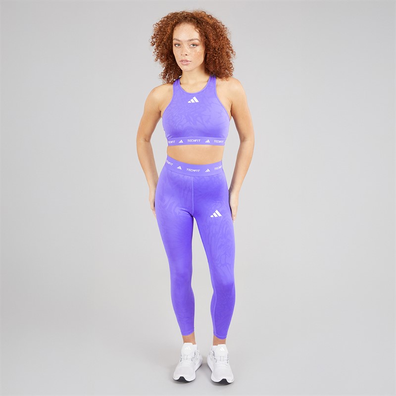 adidas Womens Techfit Medium Support High Neck Bra Semi Cobalt Blue