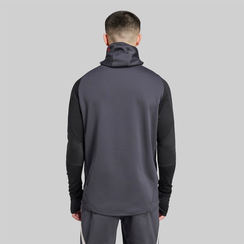 adidas Mens MUFC Manchester United European Winterized 1/4 Zip Top Carbon/Black