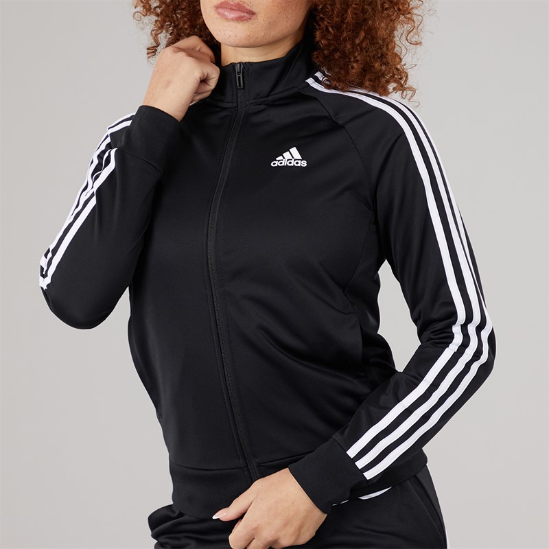 adidas Womens Essentials 3-Stripes Slim Warm Up Track Jacket Black