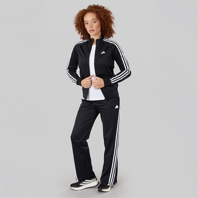 adidas Womens Essentials 3-Stripes Slim Warm Up Track Jacket Black