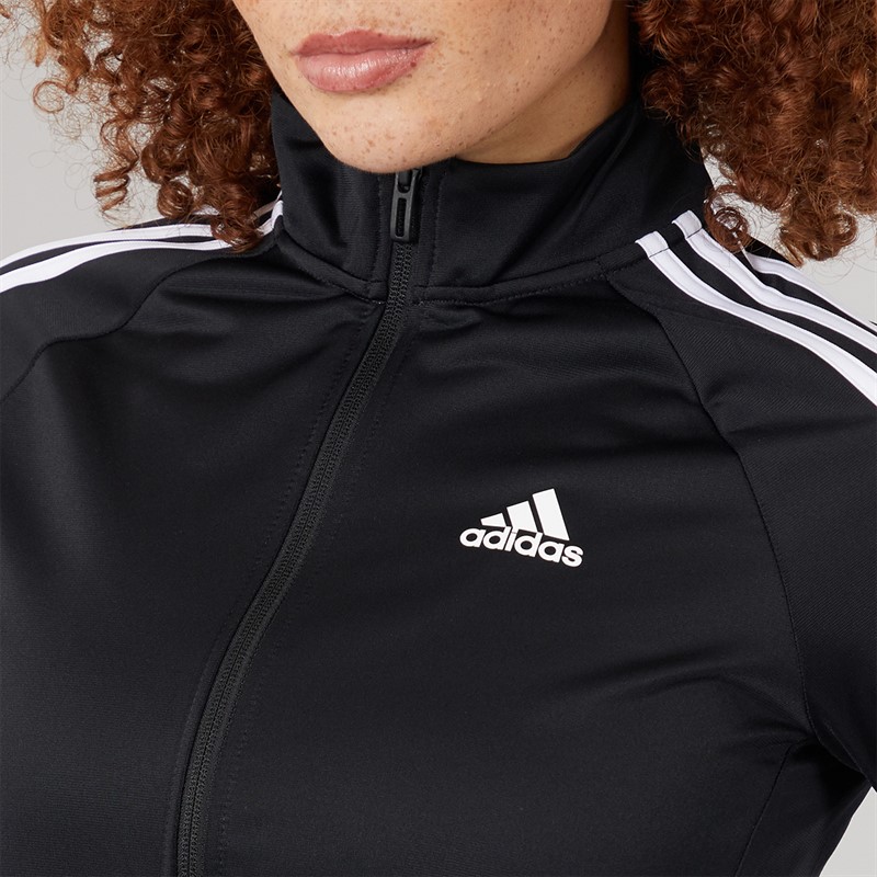 adidas Womens Essentials 3-Stripes Slim Warm Up Track Jacket Black
