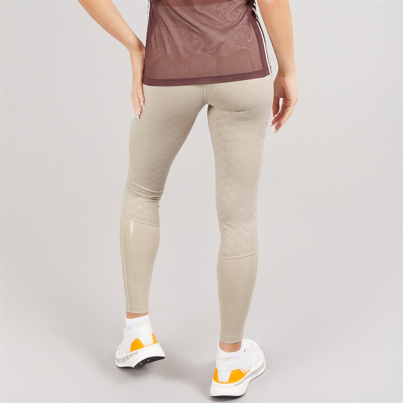 adidas Womens Hyperglam Full Length Emboss Leggings Wonder Beige