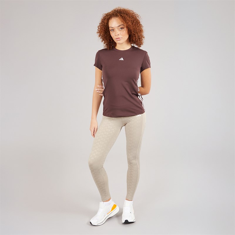 adidas Womens Hyperglam Full Length Emboss Leggings Wonder Beige