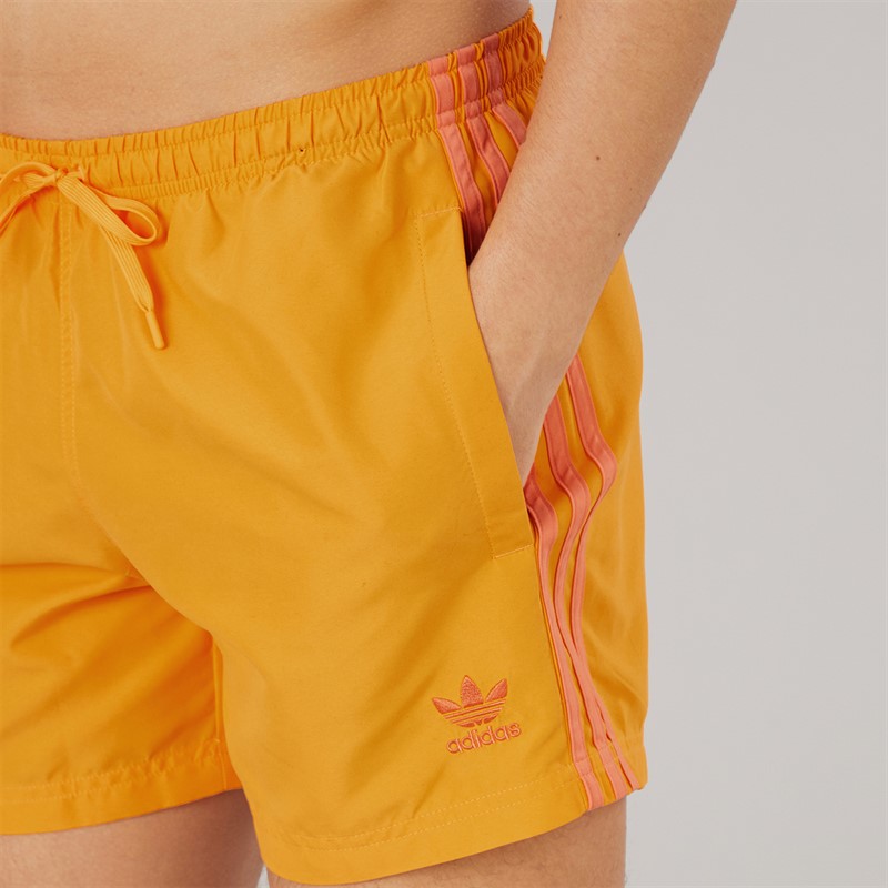 adidas Mens Adicolor 3-Stripes Five Inch Swim Shorts Real Gold