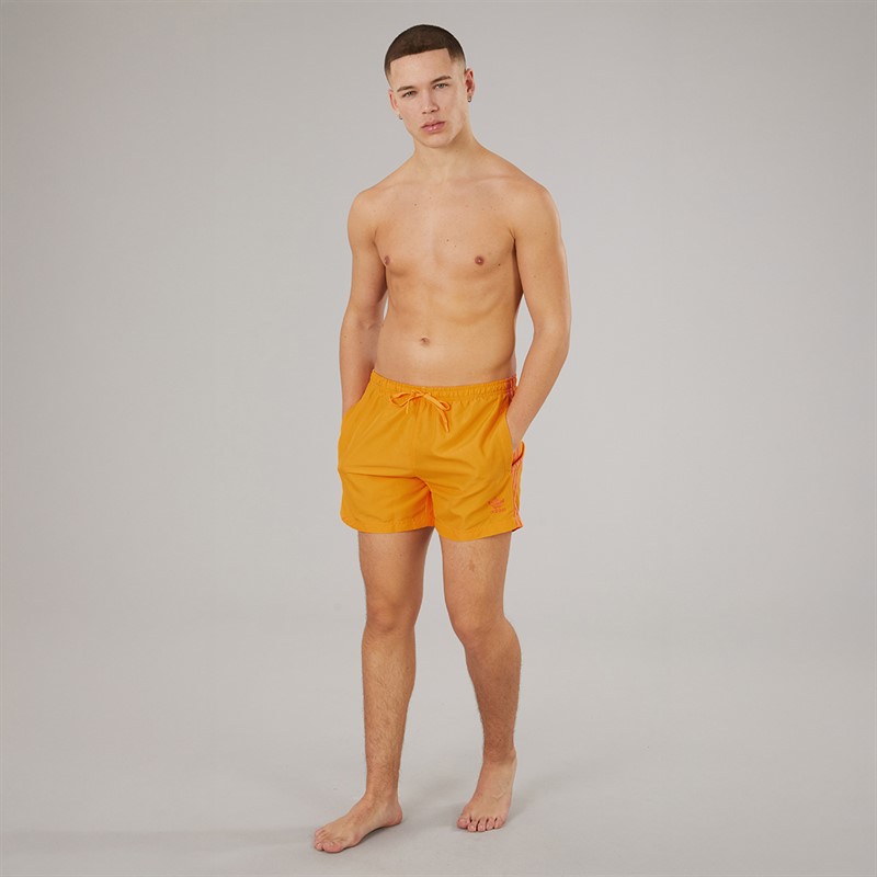 adidas Mens Adicolor 3-Stripes Five Inch Swim Shorts Real Gold