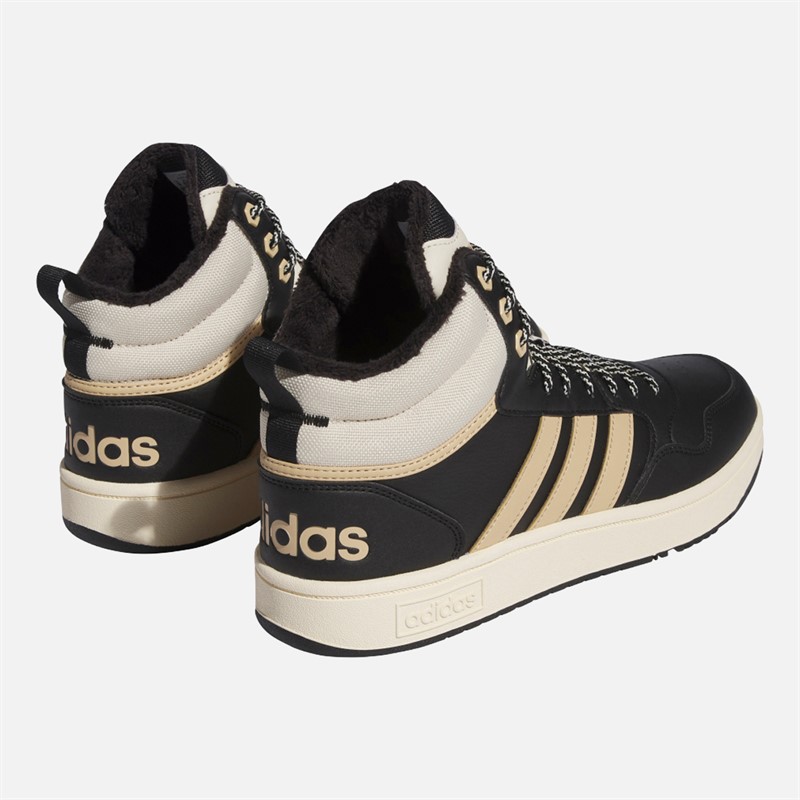 adidas Mens Hoops 3.0 Mid Fur Lining Winterized Trainers Core Black/Magic Beige/Wonder White