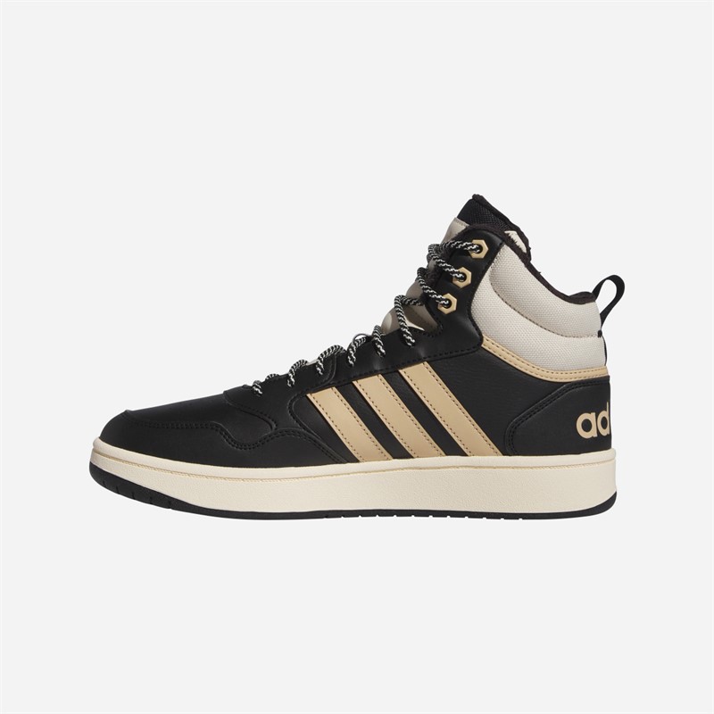adidas Mens Hoops 3.0 Mid Fur Lining Winterized Trainers Core Black/Magic Beige/Wonder White