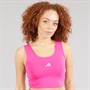 adidas Womens Essentials Small Logo Cotton Tank Top Semi Lucid Fuchsia/White
