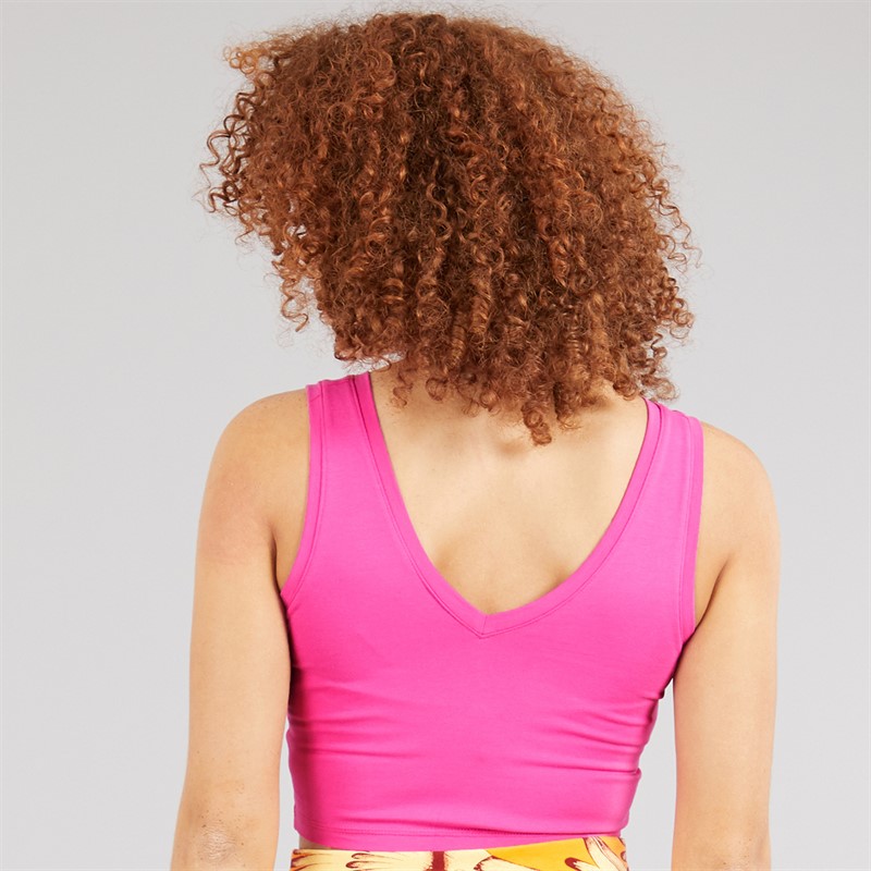 adidas Womens Essentials Small Logo Cotton Tank Top Semi Lucid Fuchsia/White