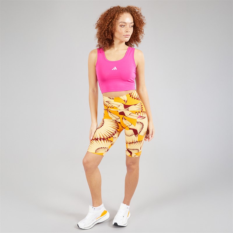 adidas Womens Essentials Small Logo Cotton Tank Top Semi Lucid Fuchsia/White