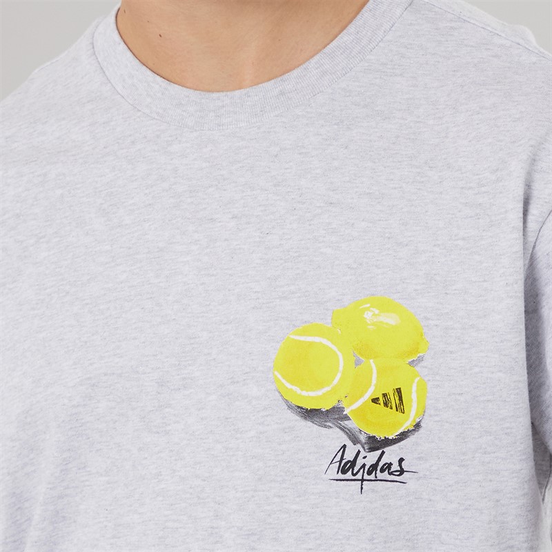 adidas Mens Lounge Still Life Lemons Graphic T-Shirt Light Grey Heather