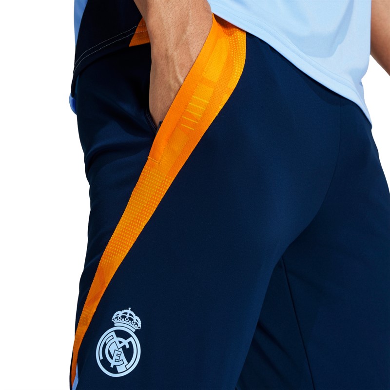 adidas Mens RMFC Real Madrid Tiro 24 Competition Track Pants Team Navy Blue/Orange/Glory Blue