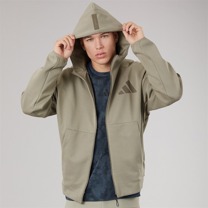 adidas Mens Z.N.E. Full Zip Hooded Track Jacket Putty Beige