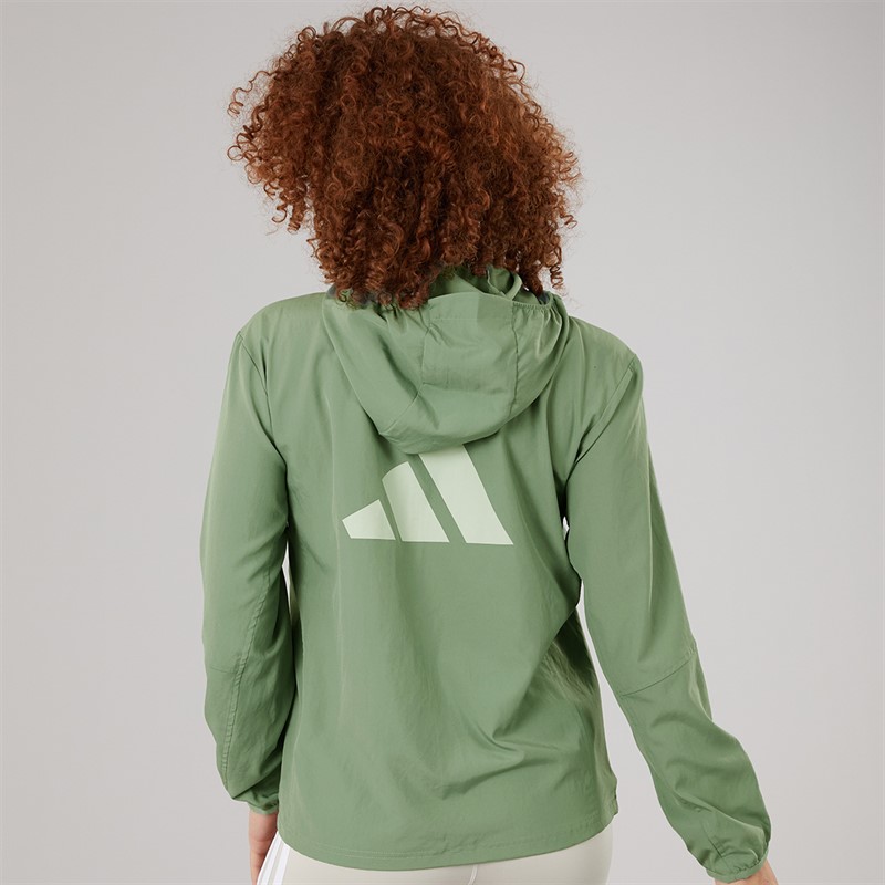 adidas Womens Run It Running Jacket Silver Green