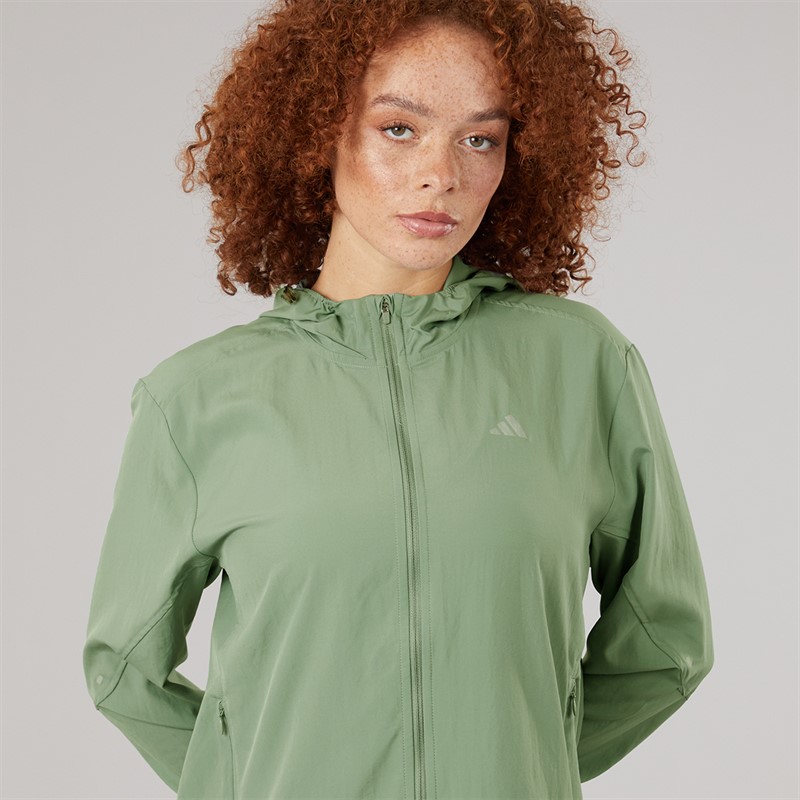 adidas Womens Run It Running Jacket Silver Green