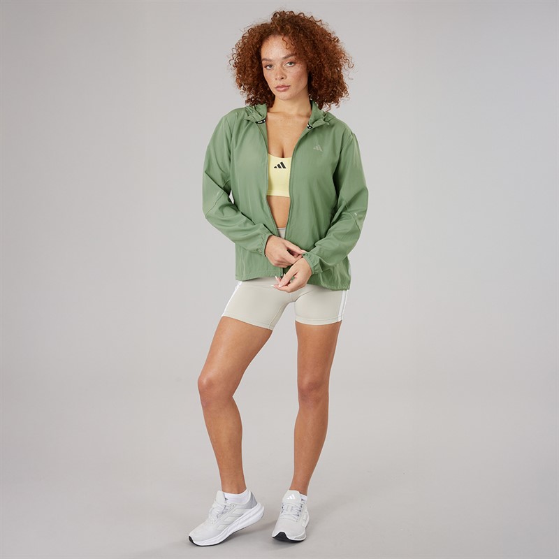 adidas Womens Run It Running Jacket Silver Green