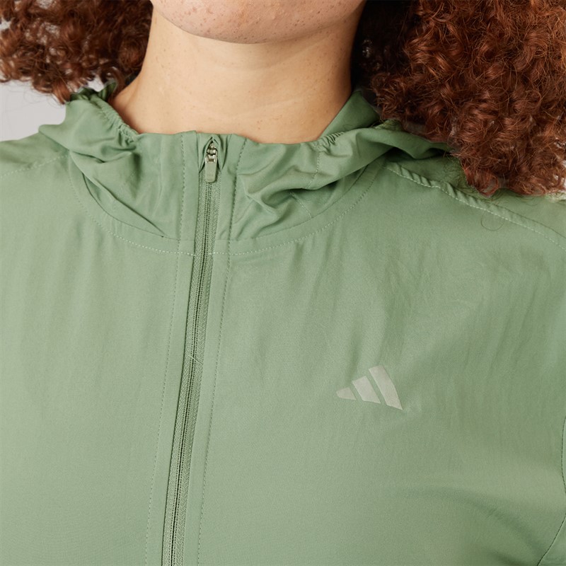 adidas Womens Run It Running Jacket Silver Green