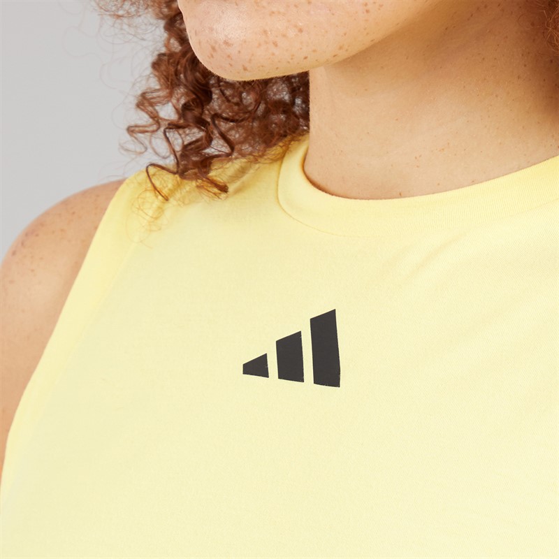 adidas Womens Power 3-Stripes Boxy Tank Top Powder Yellow