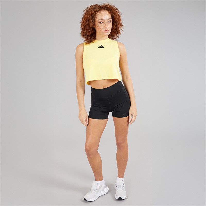 adidas Womens Power 3-Stripes Boxy Tank Top Powder Yellow