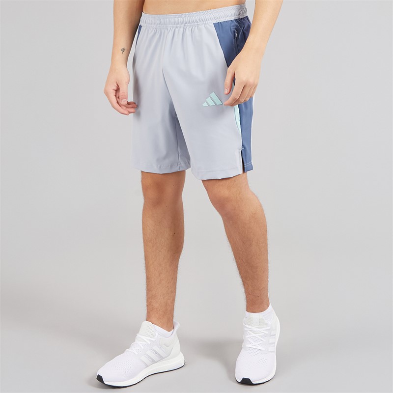 adidas Mens Tech Apparel Colorblock Training Shorts Halso Silver