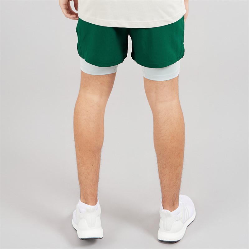 adidas Mens Gym Training 2-In-1 Training Shorts Green/Wonder Silver