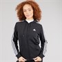 adidas Womens Essentials Fleece 3-Stripes Fille Zip Hoodie Black/White