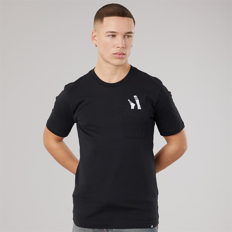 adidas Mens Lounge Slides Graphic Pocket T-Shirt Black