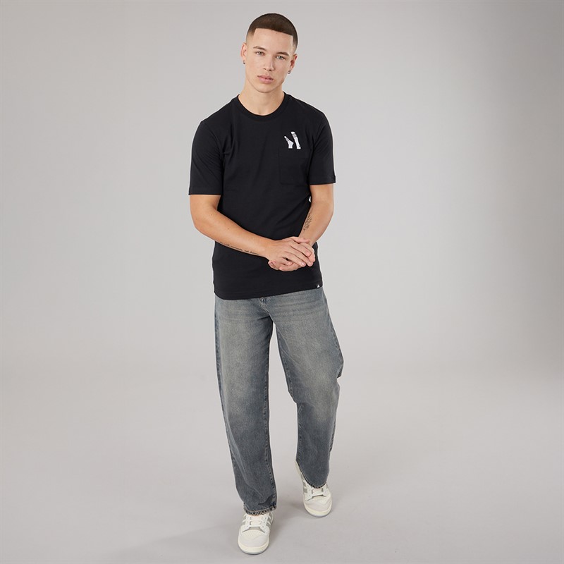 adidas Mens Lounge Slides Graphic Pocket T-Shirt Black