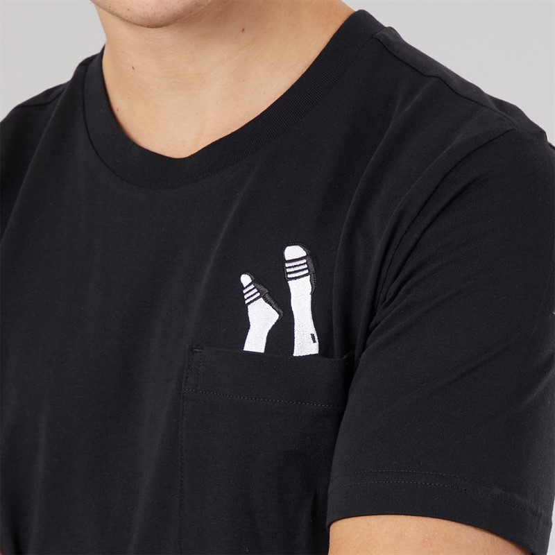 adidas Mens Lounge Slides Graphic Pocket T-Shirt Black