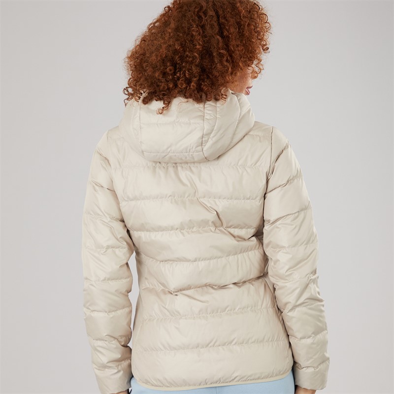 adidas Womens Essentials Light Down Insulated Hooded Jacket Wonder Beige