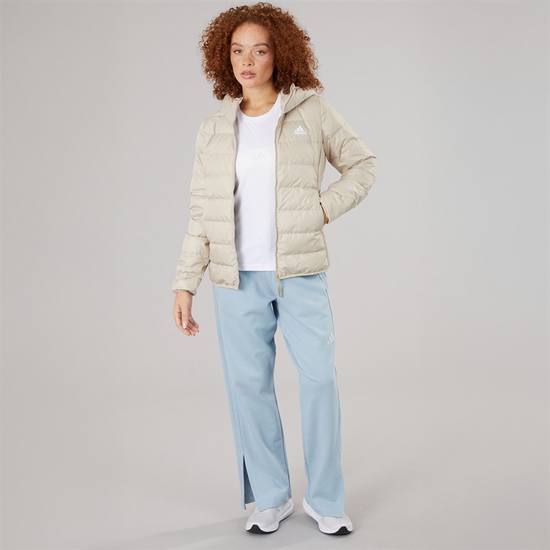 adidas Womens Essentials Light Down Insulated Hooded Jacket Wonder Beige