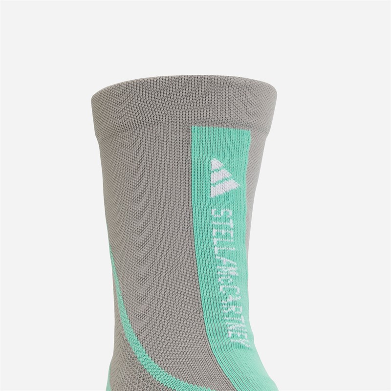 adidas Womens Stella Mccartney Crew Socks Dove Grey/Bright Green/White