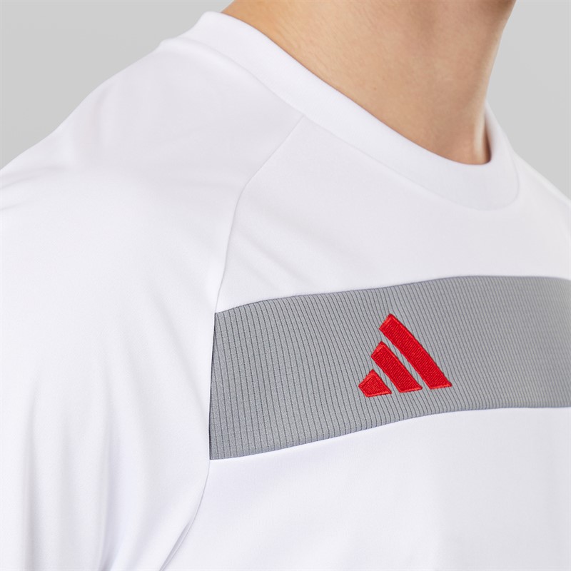 adidas Mens Tiro 25 Essentials T-Shirt White/Grey Heather/Better Scarlet
