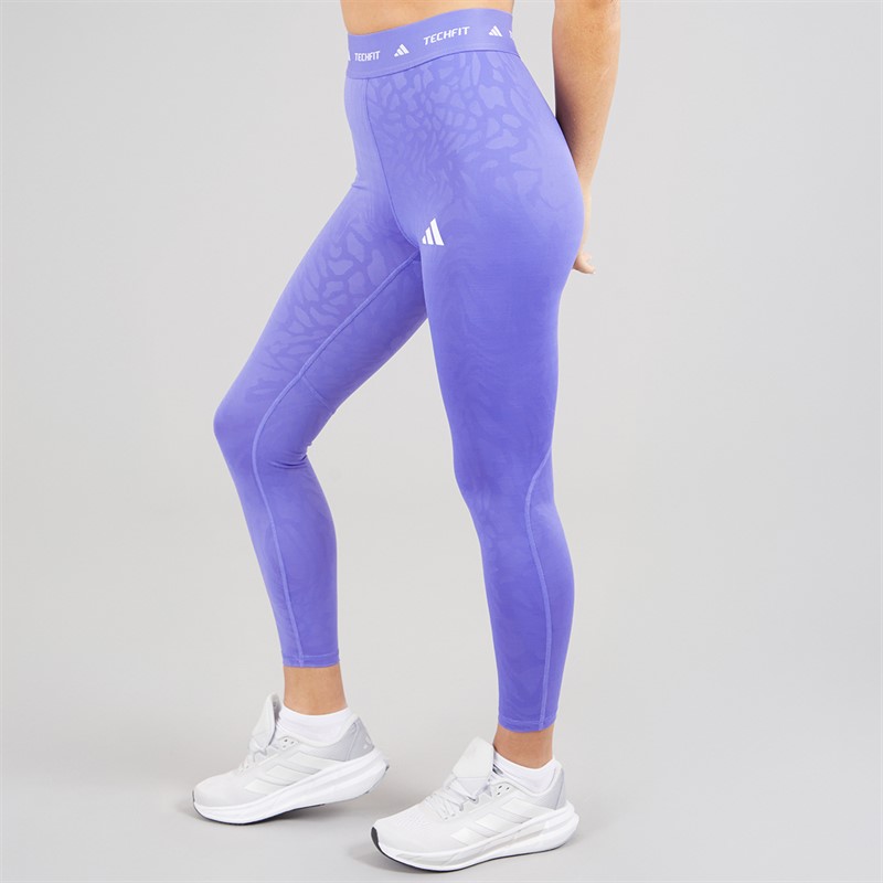 adidas Womens Techfit Printed 7/8 Leggings Semi Cobalt Blue